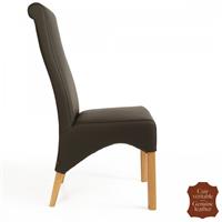 2 chaises design en cuir vachette pleine fleur marron Parme