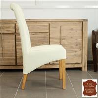 2 chaises en cuir de vachette pleine fleur beige Milan