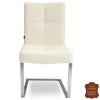 2 chaises en cuir de vachette pleine fleur blanc Turin