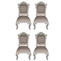 4 chaises style Queen Anne en acajou blanc