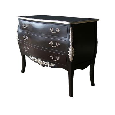 Commode baroque galbée style Louis XV en acajou noir Beynac