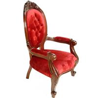 2 fauteuils style Louis-Philippe en velours rouge