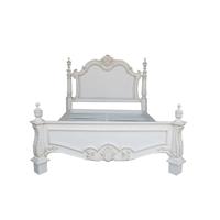 Lit baroque style Shabby Chic en acajou blanc Arezzo