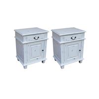 2 tables de chevet style Shabby Chic en acajou blanc Linchamps