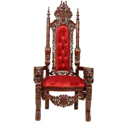 Trône royal 150 cm en acajou velours rouge Acosta