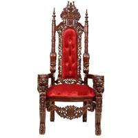 Trône royal 150 cm en acajou velours rouge Acosta