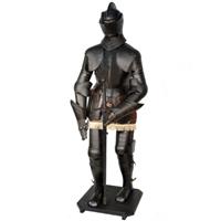 Armure médiévale de chevalier noir taille réelle 192 cm Montfort