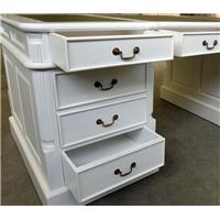 Bureau double anglais 180 cm en acajou massif laqué blanc Bristol