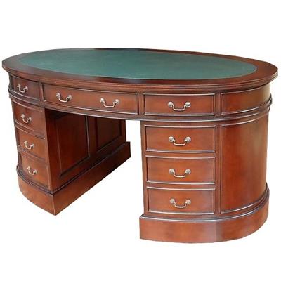 Bureau ovale style anglais en acajou massif Witton