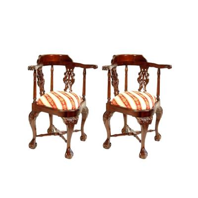 2 chaises d'angle style anglais victorien en acajou