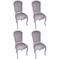 4 chaises style Louis XV en acajou blanc