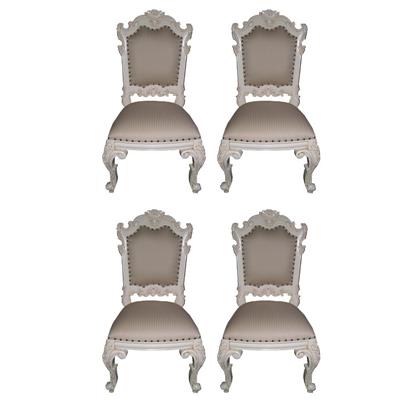 4 chaises style Queen Anne en acajou blanc