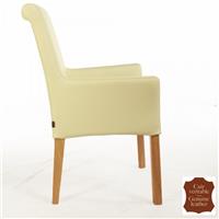 2 fauteuils en cuir pleine fleur beige Palerme