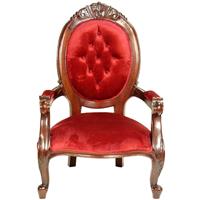 2 fauteuils style Louis-Philippe en velours rouge