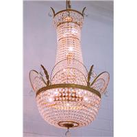 Lustre montgolfière en cristal Belle Epoque 10 feux Nancy