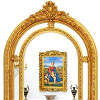 Miroir fenêtre néoclassique en bois doré 212x112 cm Versailles