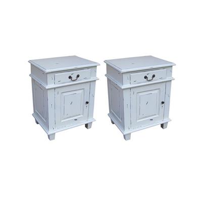 2 tables de chevet style Shabby Chic en acajou blanc Linchamps