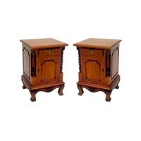 2 tables de chevet style colonial en acajou Preston