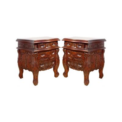 2 tables de chevet baroque rococo en acajou Chambord
