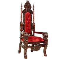 Trône royal 150 cm en acajou velours rouge Acosta