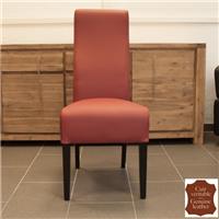 2 chaises en cuir de vachette pleine fleur rouge Parme