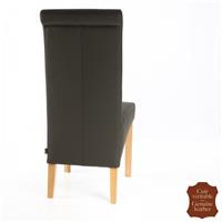 2 chaises en cuir de vachette pleine fleur marron Milan