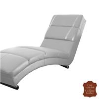 Chaise longue en cuir de vachette pleine fleur blanc Sienne