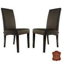 2 chaises en cuir de vachette pleine fleur marron Florence