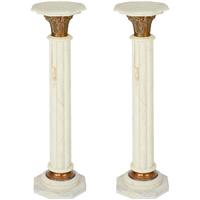 Paire de colonnes en marbre blanc Colombier