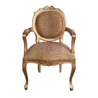 2 fauteuils médaillon style Louis XV en acajou doré à la feuille