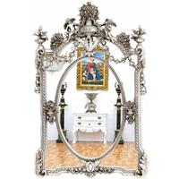 Grand miroir rococo 136x85 cm argenté Chenonceau