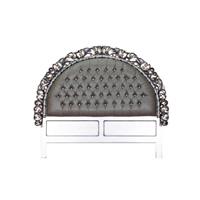 Tête de lit baroque en acajou massif blanc et cuir vert Chesterfield Arques