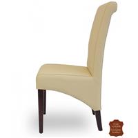 2 chaises en cuir de vachette pleine fleur crème Milan
