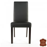 2 chaises en cuir de vachette pleine fleur noir Florence