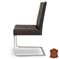 2 chaises en cuir de vachette pleine fleur marron Turin