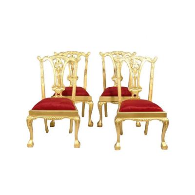 4 chaises style Chippendale en acajou doré