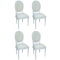 4 chaises style Louis XVI en acajou blanc