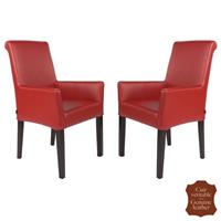 2 fauteuils en cuir rouge de vachette pleine fleur Palerme