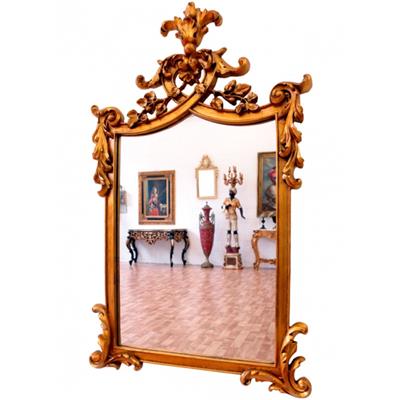 Miroir rococo cadre en bois doré 100x60 cm Brissac
