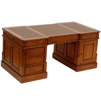 Bureau style anglais victorien 180 cm en acajou plateau marron Bristol