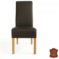 2 chaises design en cuir vachette pleine fleur marron Parme