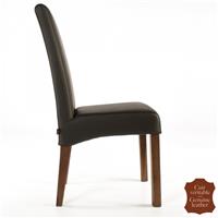 2 chaises colonial en cuir pleine fleur marron Florence