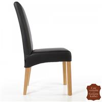 2 chaises en cuir pleine fleur de vachette noir Florence