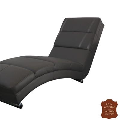 Chaise longue en cuir pleine fleur noir Sienne