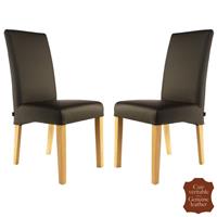 2 chaises en cuir de vachette marron Florence