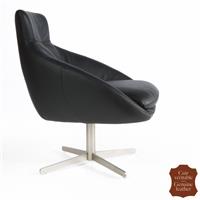 Fauteuil contemporain pivotant en cuir de vachette noir Catane