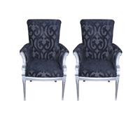 2 fauteuils baroque en acajou argenté à la feuille