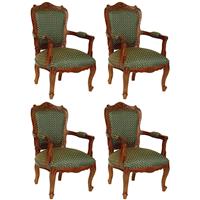 4 fauteuils style Louis XV en acajou massif