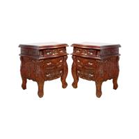 2 tables de chevet baroque rococo en acajou Chambord