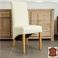 2 chaises en cuir de vachette pleine fleur beige Milan